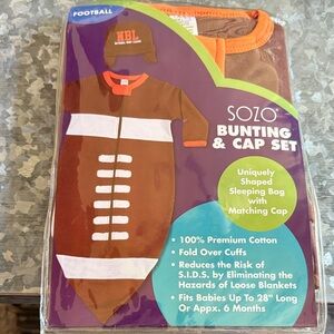 SOZO Brown and White Football Bunting & Cap Set